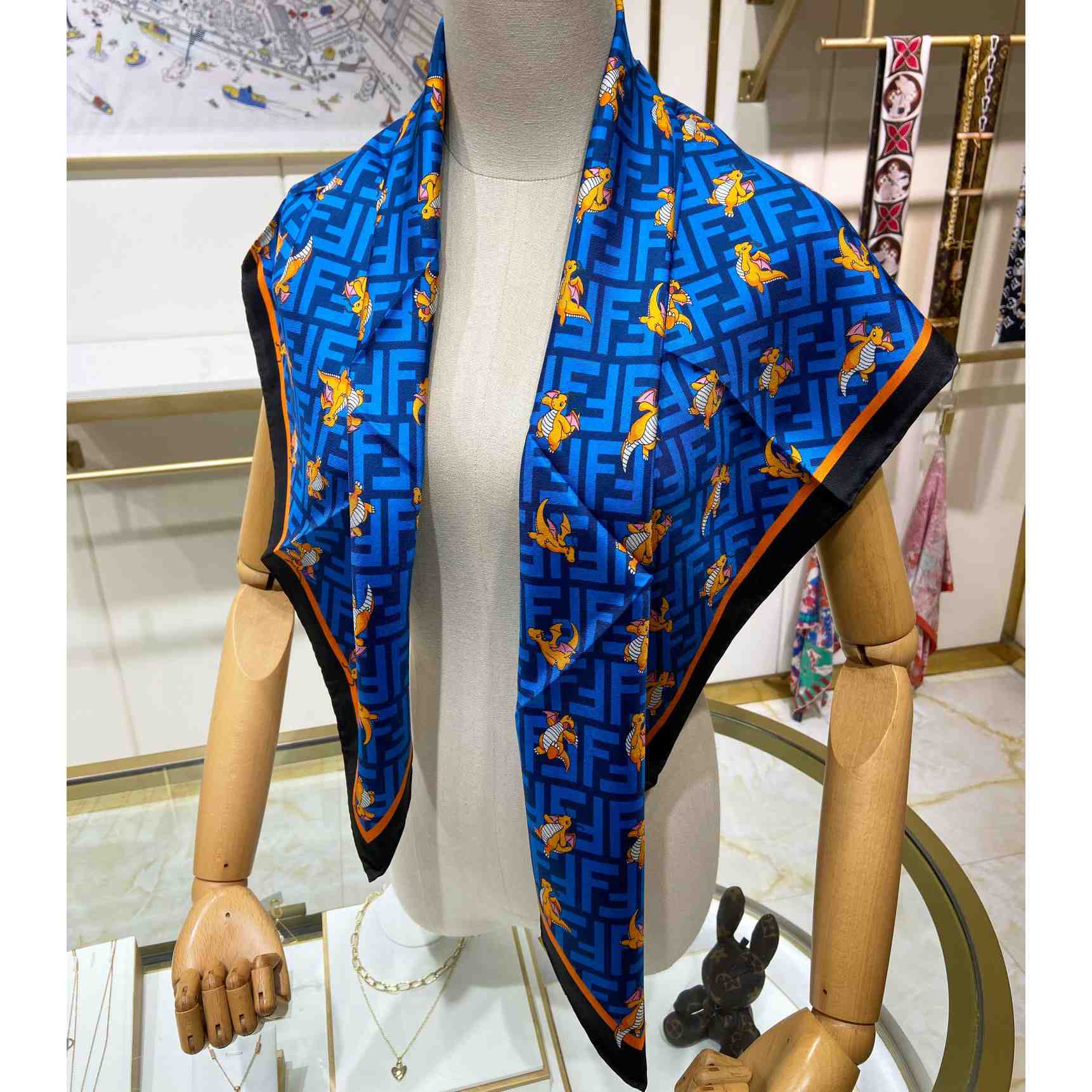 Fendi x FRGMT x Pokemon Silk Foulard   90*90cm - DopestKickz