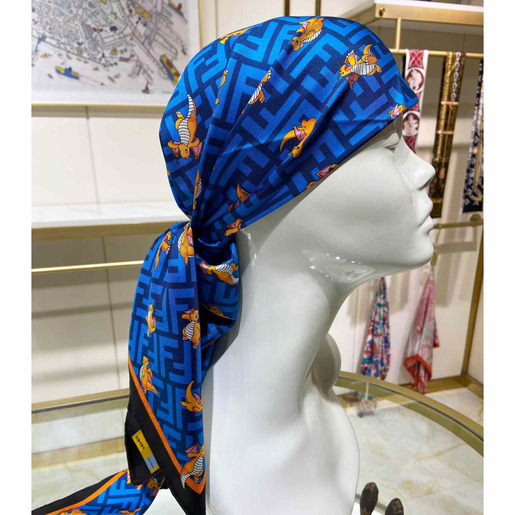 Fendi x FRGMT x Pokemon Silk Foulard   90*90cm - DopestKickz