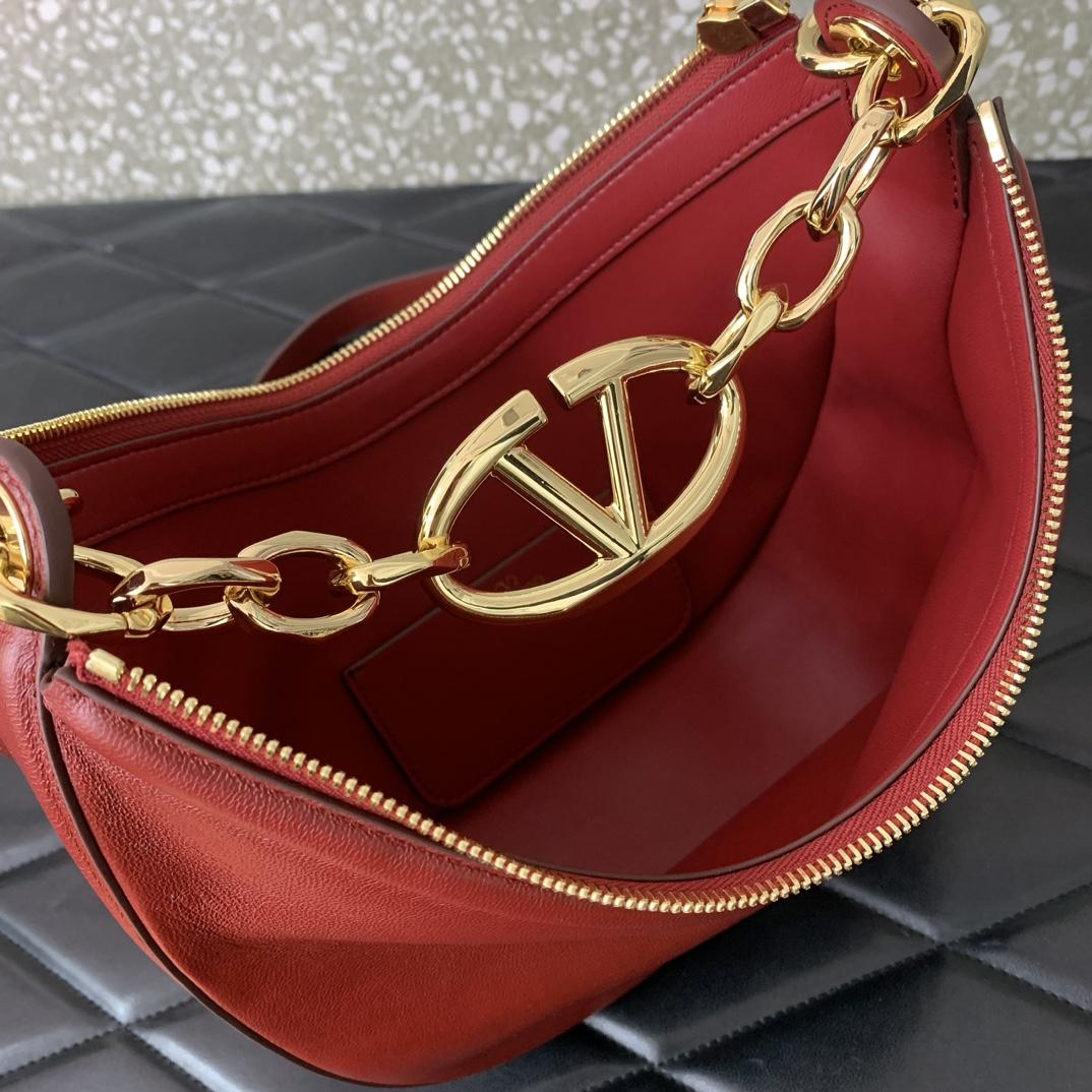 Valenti VLogo Moon Mini Hobo Bag In Nappa Leather With Chain - DopestKickz