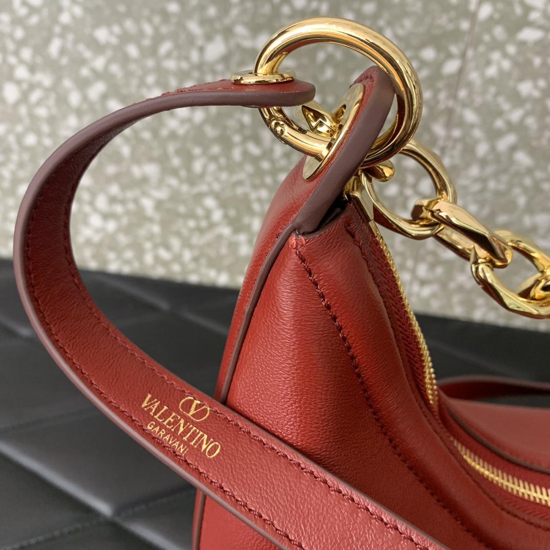Valenti VLogo Moon Mini Hobo Bag In Nappa Leather With Chain - DopestKickz