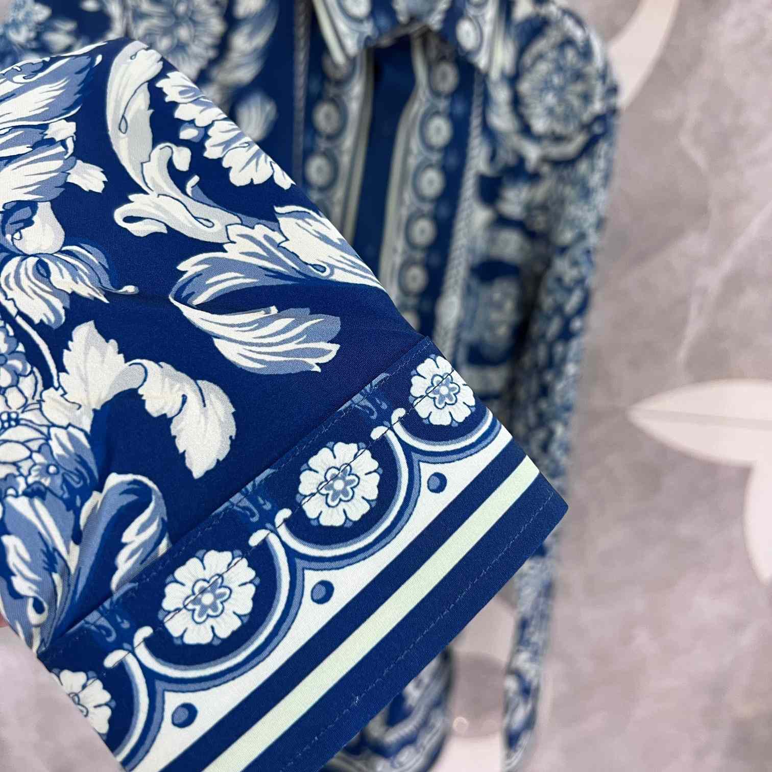 Versace Blue Baroque Silk Shirt - DopestKickz