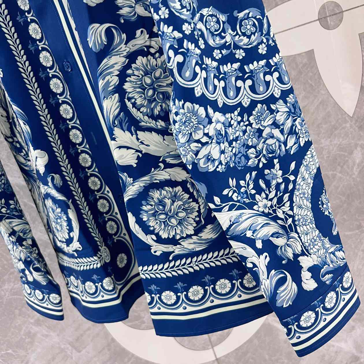 Versace Blue Baroque Silk Shirt - DopestKickz