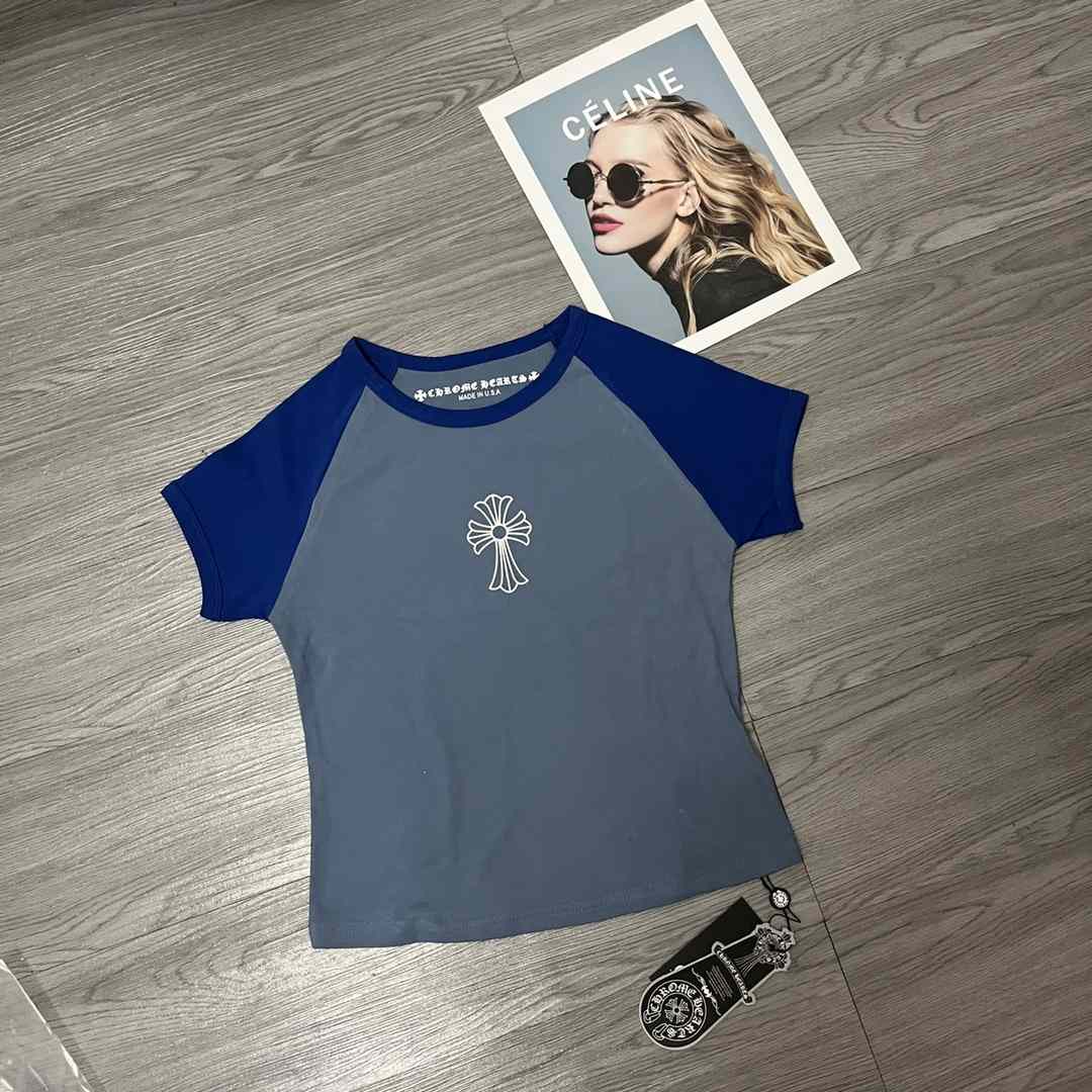 Chrome Heart Crop Top Short Sleeve T-Shirt - DopestKickz