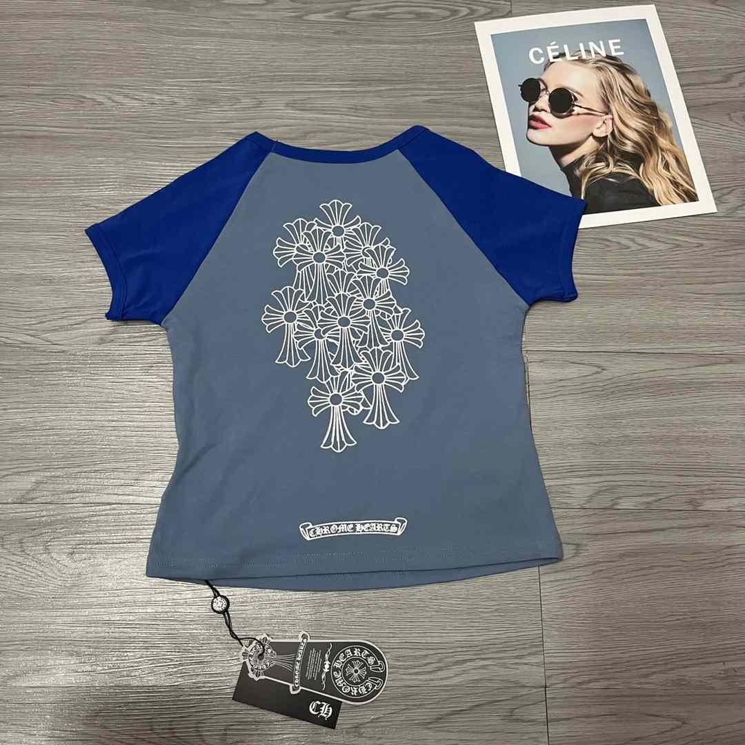 Chrome Heart Crop Top Short Sleeve T-Shirt - DopestKickz