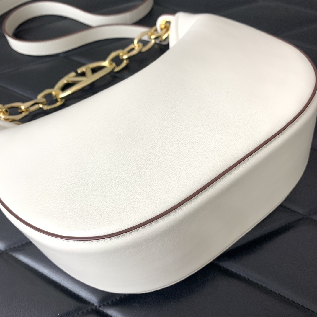 Valenti VLogo Moon Mini Hobo Bag In Nappa Leather With Chain - DopestKickz