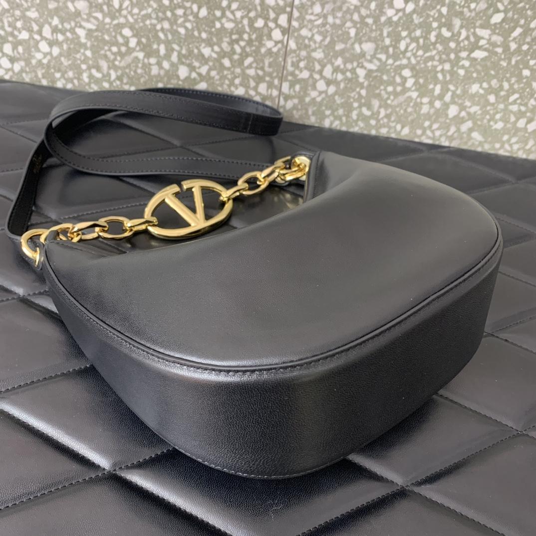 Valenti VLogo Moon Mini Hobo Bag In Nappa Leather With Chain - DopestKickz