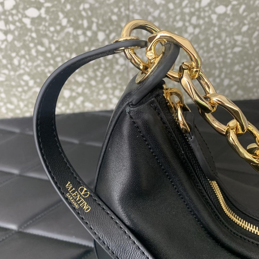 Valenti VLogo Moon Mini Hobo Bag In Nappa Leather With Chain - DopestKickz