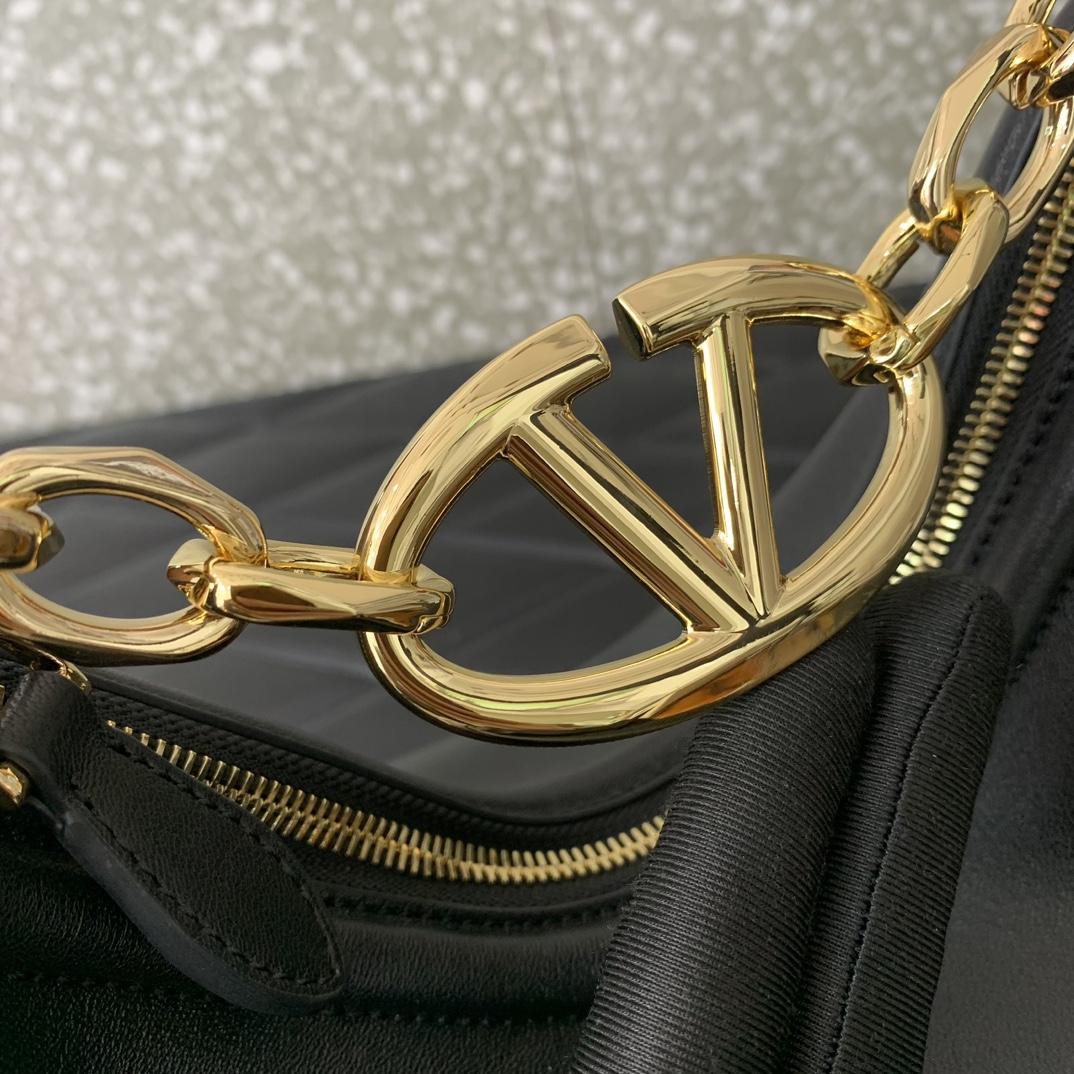 Valenti VLogo Moon Mini Hobo Bag In Nappa Leather With Chain - DopestKickz