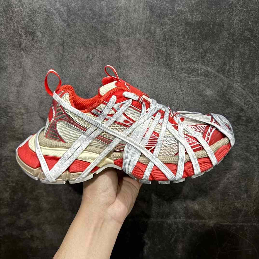 Balenciaga 3XL Extreme Lace Sneaker In Orange And Beige Mesh And Polyurethane - DopestKickz