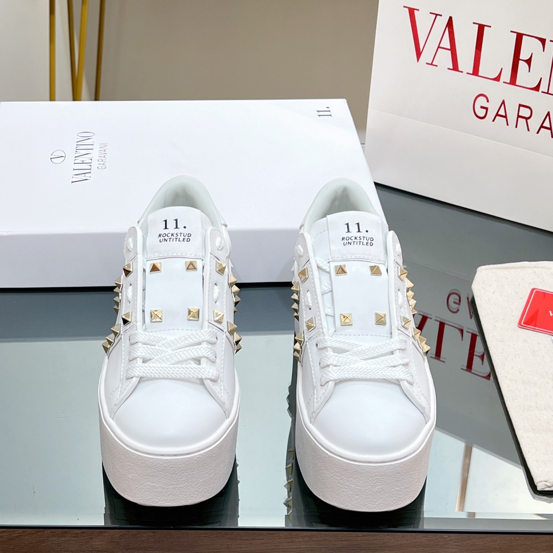 Valenti Flatform Rockstud Untitled Sneaker In Calfskin - DopestKickz