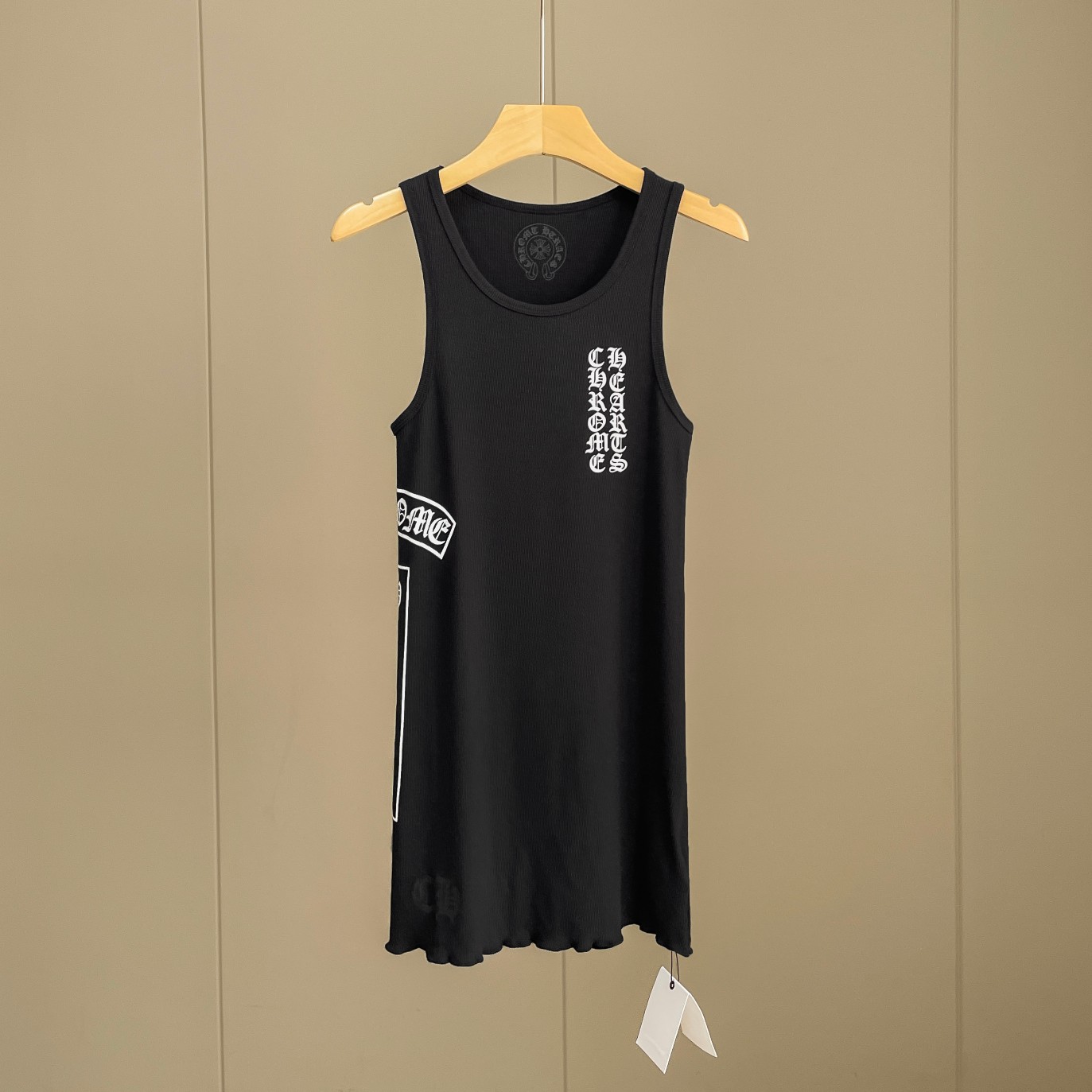 Chrome Hearts Black Vertical Logo Tank Top - DopestKickz
