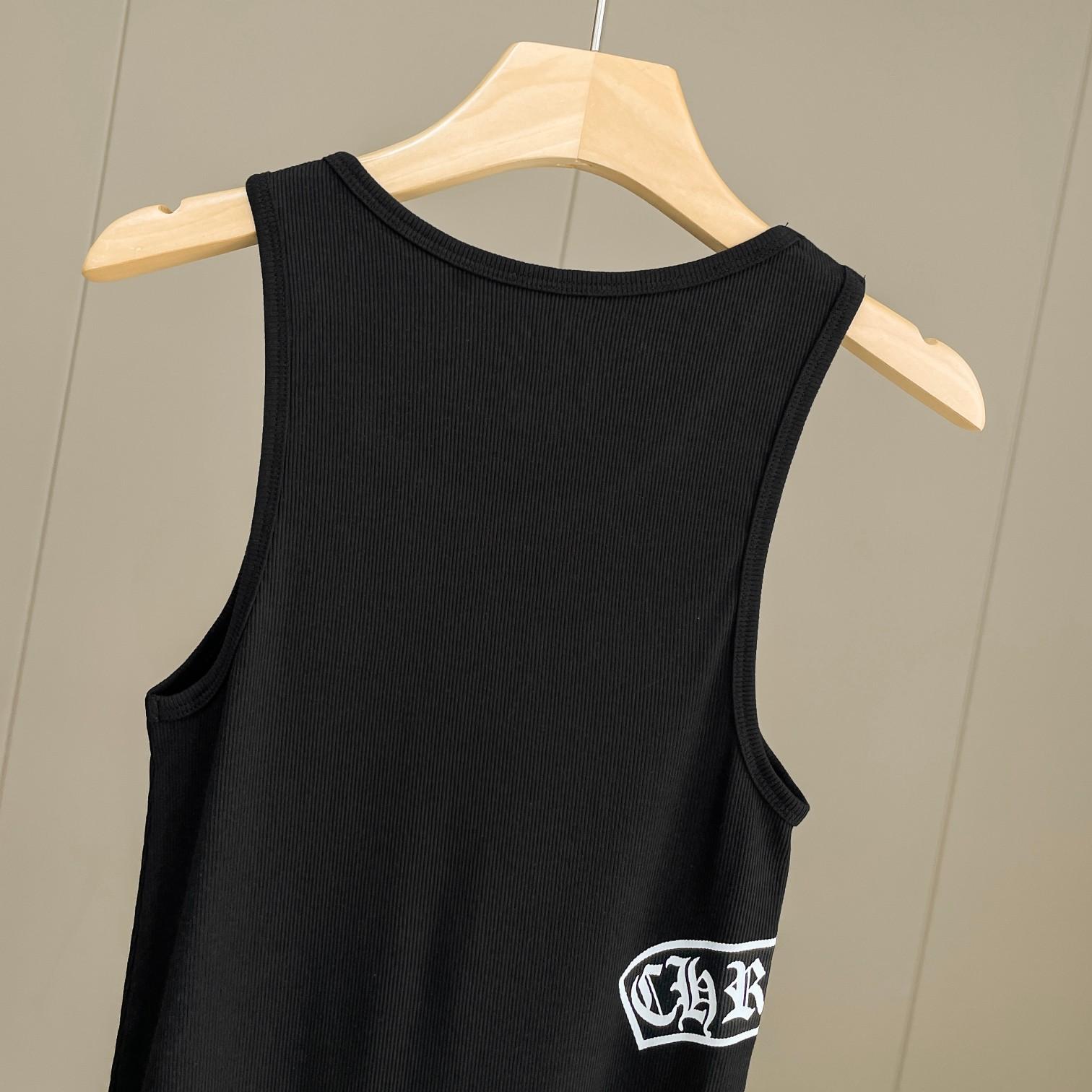 Chrome Hearts Black Vertical Logo Tank Top - DopestKickz