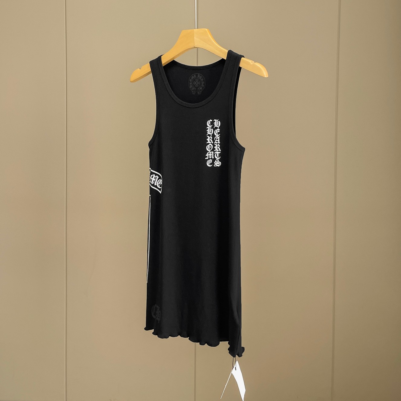 Chrome Hearts Black Vertical Logo Tank Top - DopestKickz