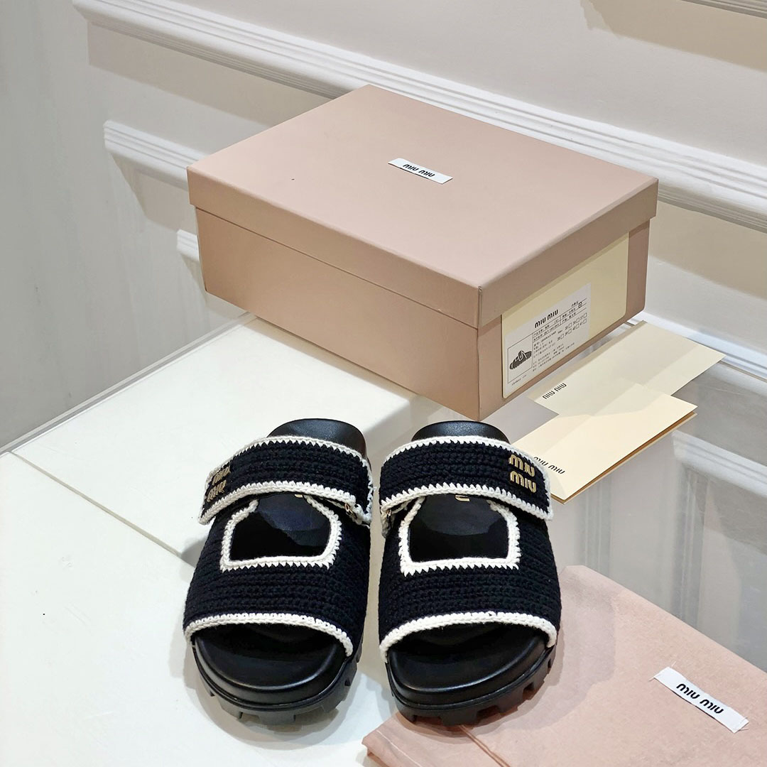 Miu Miu Crochet Knit Slides - DopestKickz