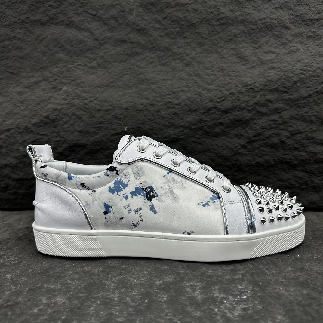 Christian Louboutin Louis Junior Spikes Leather Sneakers - DopestKickz