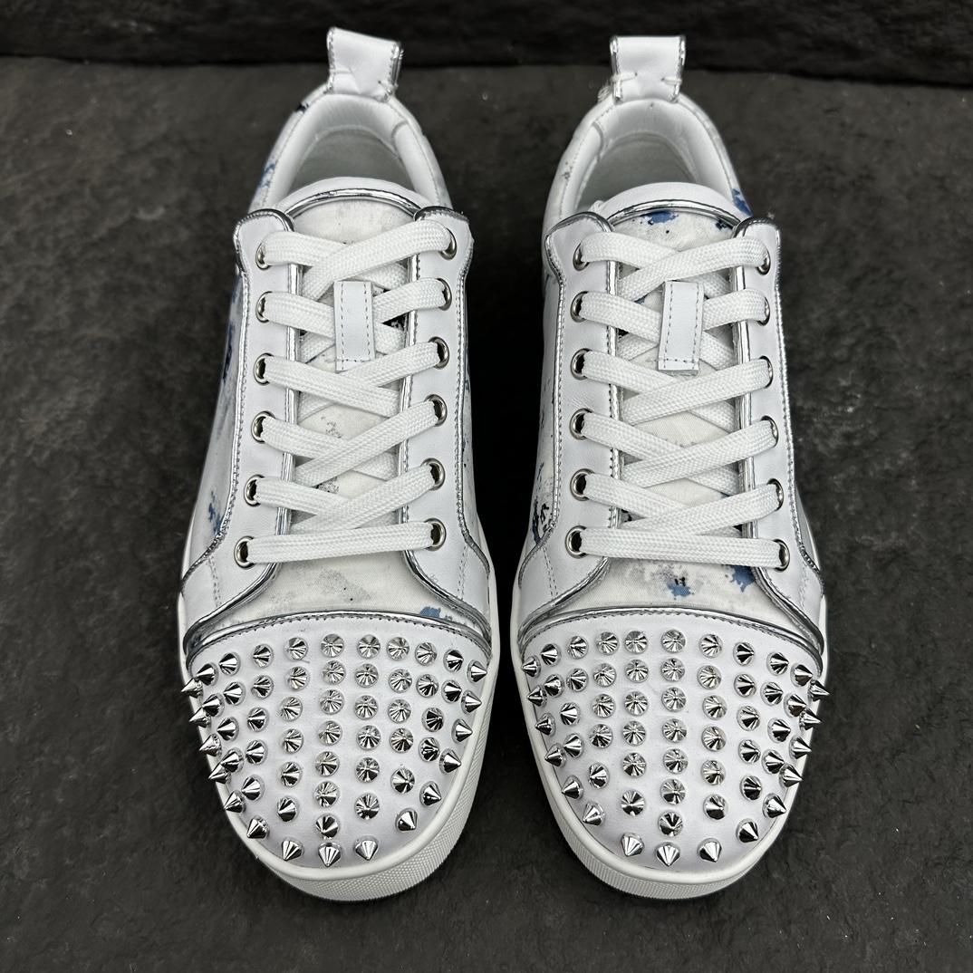 Christian Louboutin Louis Junior Spikes Leather Sneakers - DopestKickz