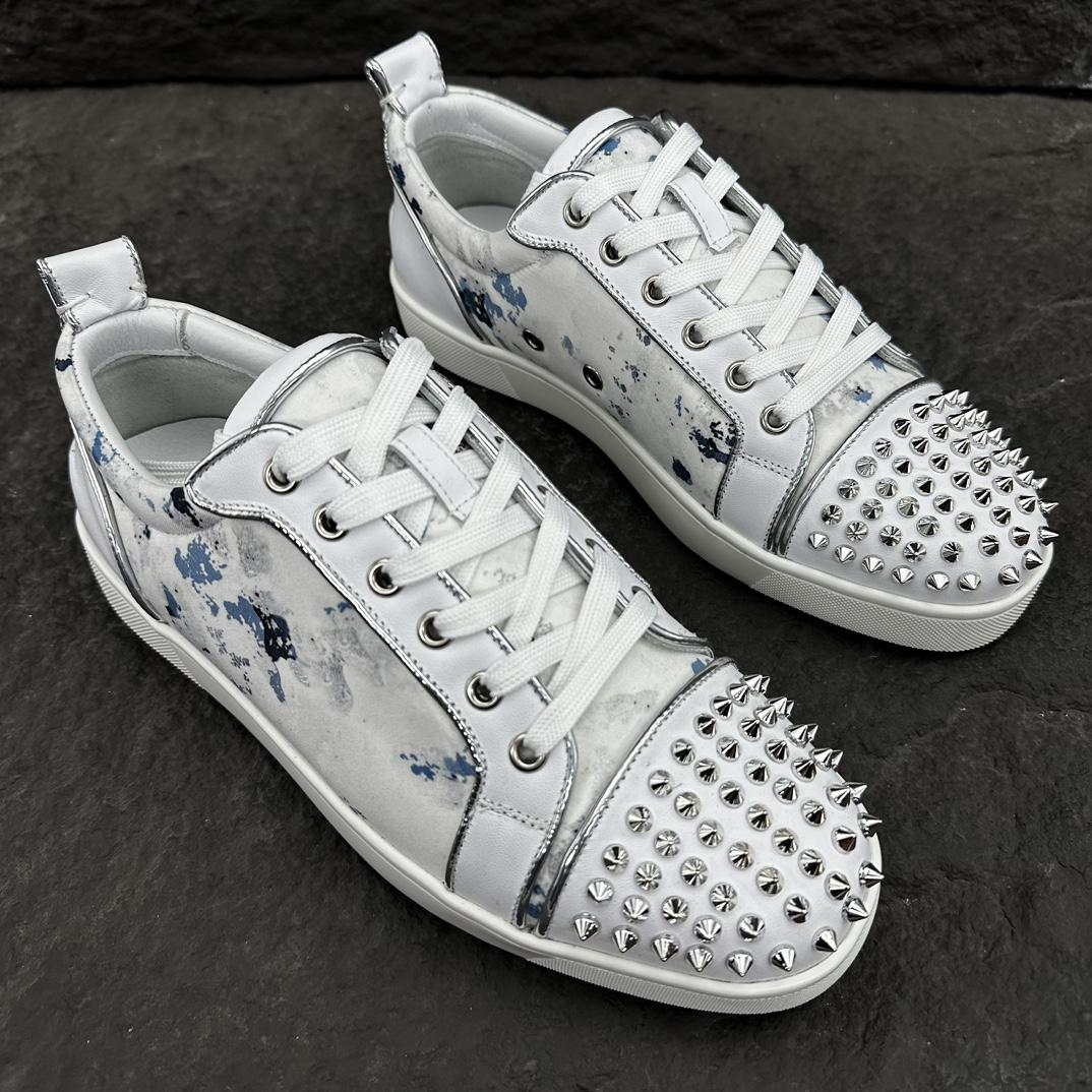 Christian Louboutin Louis Junior Spikes Leather Sneakers - DopestKickz