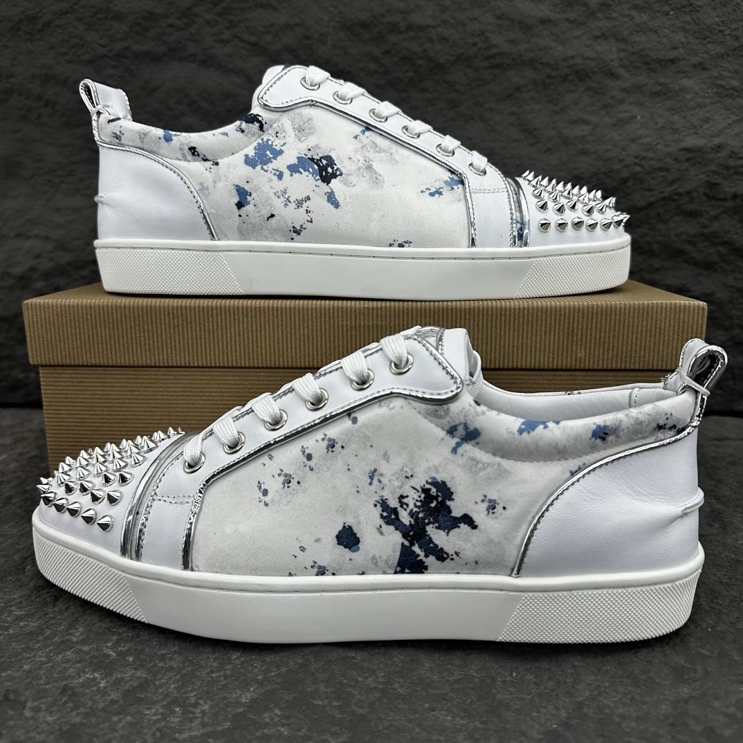 Christian Louboutin Louis Junior Spikes Leather Sneakers - DopestKickz