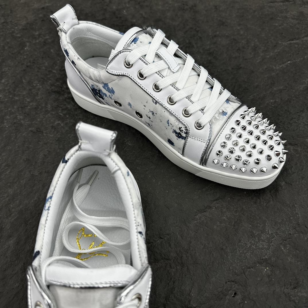 Christian Louboutin Louis Junior Spikes Leather Sneakers - DopestKickz