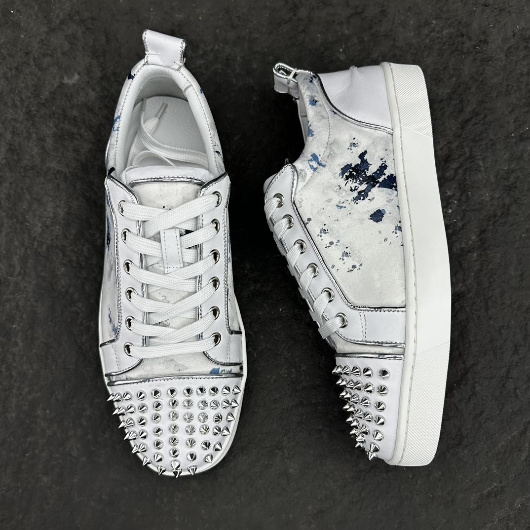 Christian Louboutin Louis Junior Spikes Leather Sneakers - DopestKickz