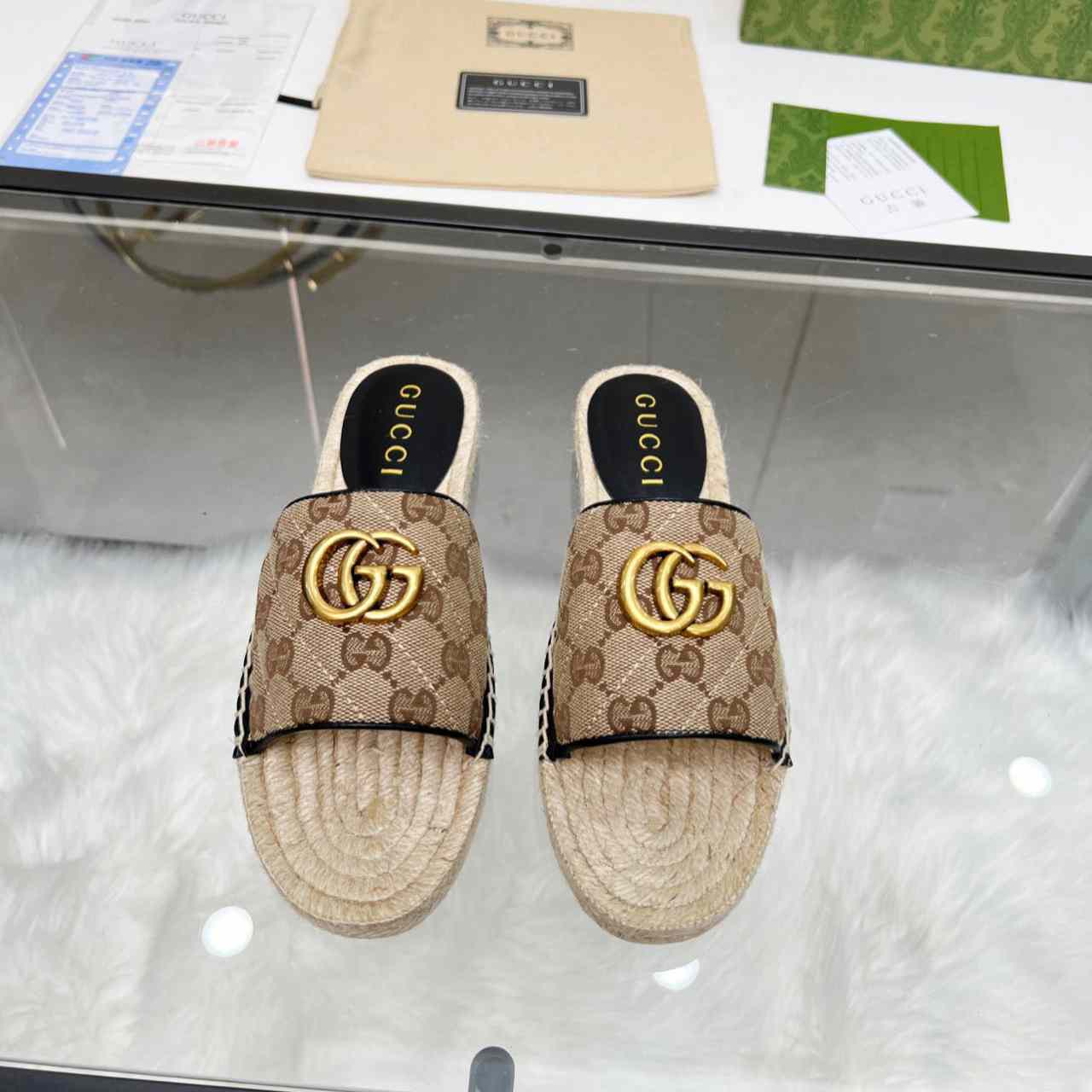 Gucci Women's GG Matelasse Canvas Espadrille Sandal - DopestKickz