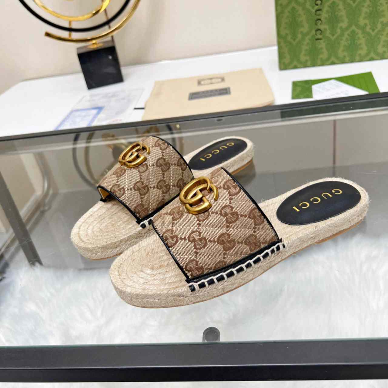 Gucci Women's GG Matelasse Canvas Espadrille Sandal - DopestKickz