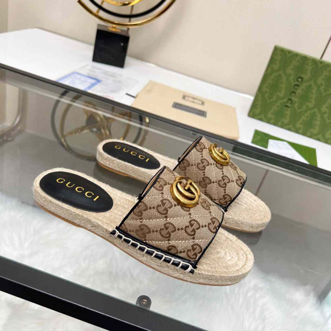 Gucci Women's GG Matelasse Canvas Espadrille Sandal - DopestKickz