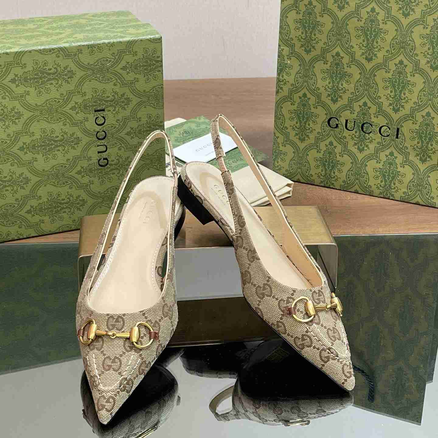 Gucci Women's Horsebit Slingback Ballet Flat - DopestKickz