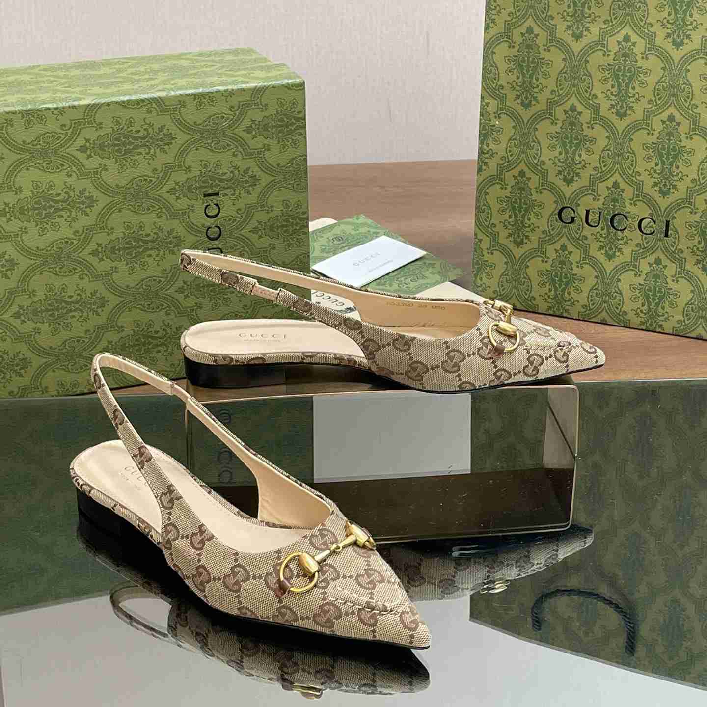 Gucci Women's Horsebit Slingback Ballet Flat - DopestKickz