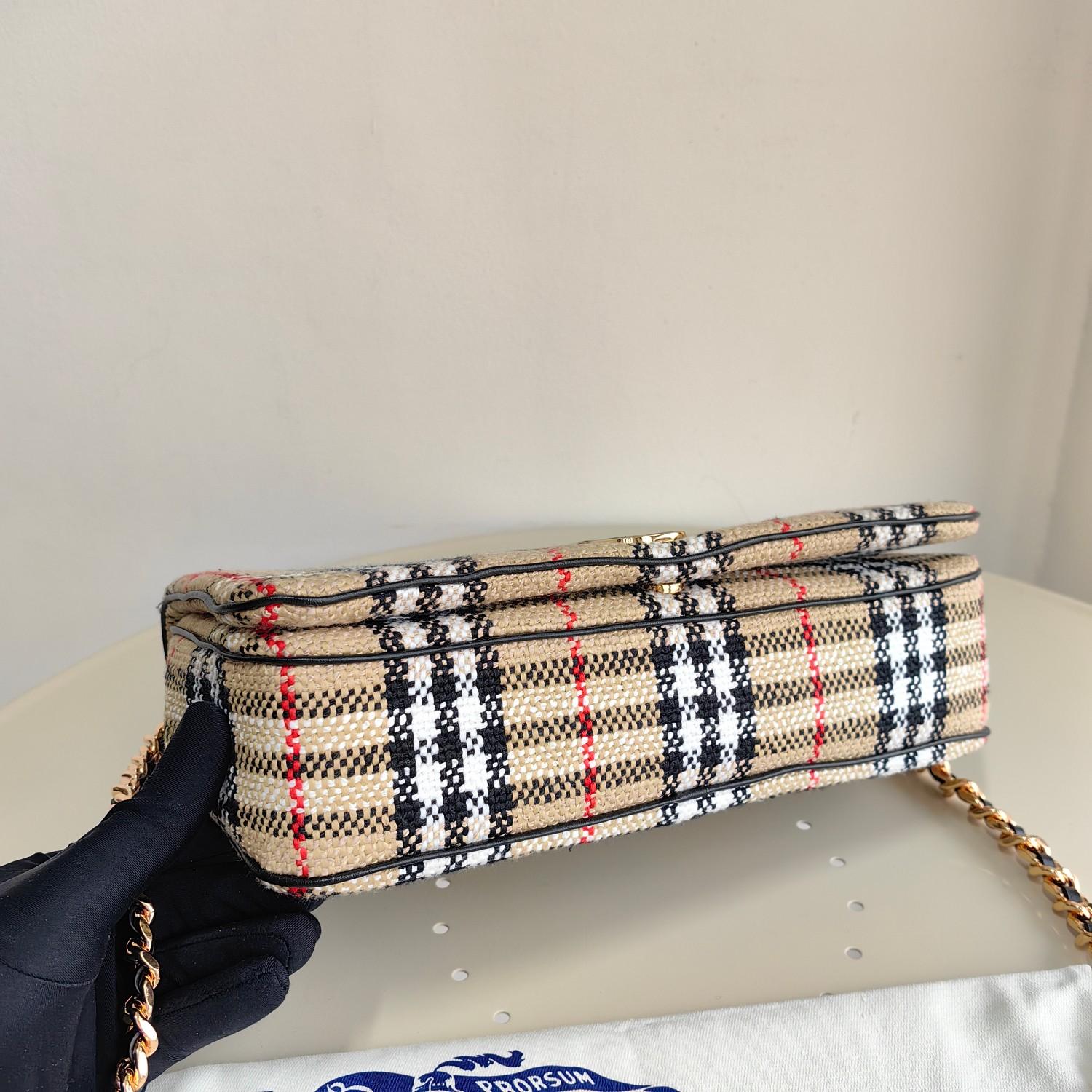 Burberry Lola Vintage-check Bouclé Shoulder Bag (28 x 6.5 x 17cm) - DopestKickz
