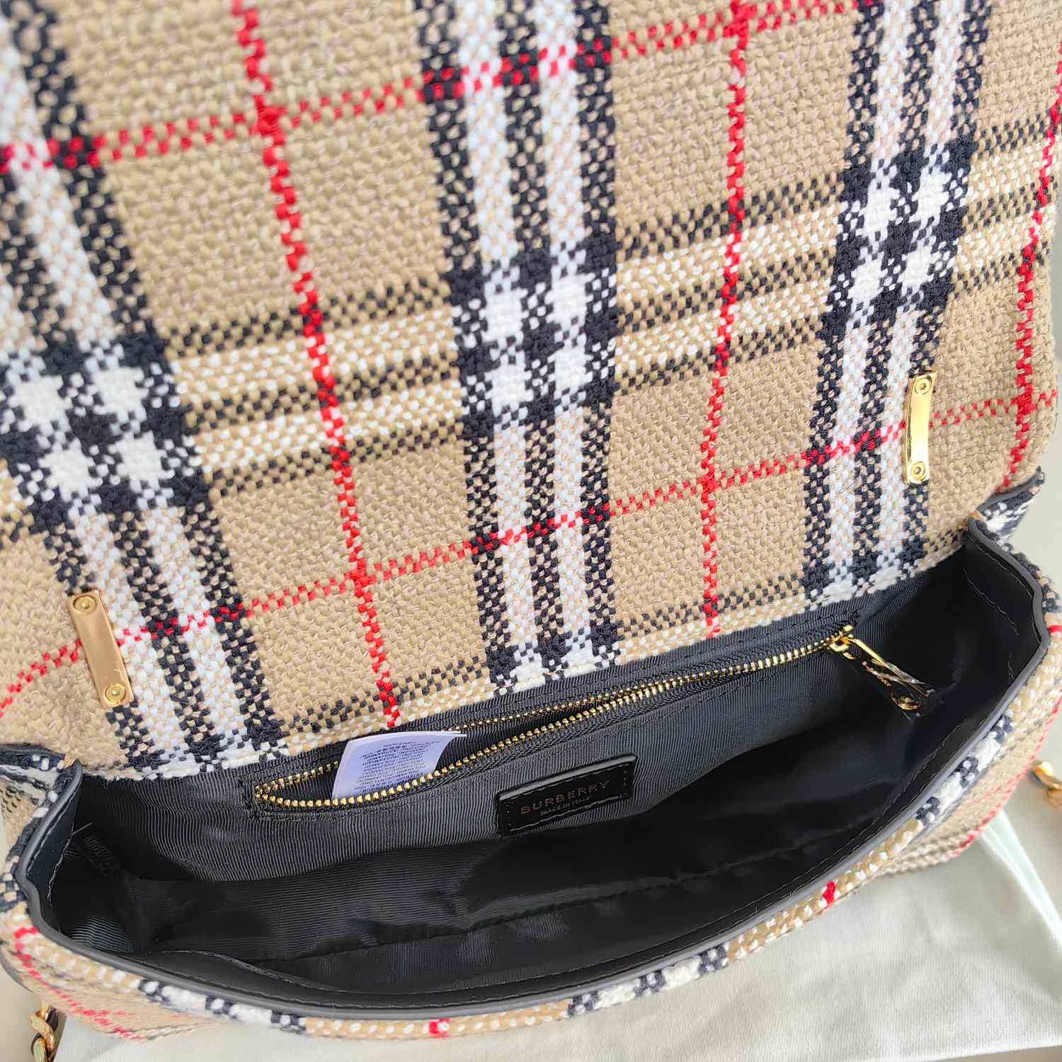 Burberry Lola Vintage-check Bouclé Shoulder Bag (28 x 6.5 x 17cm) - DopestKickz