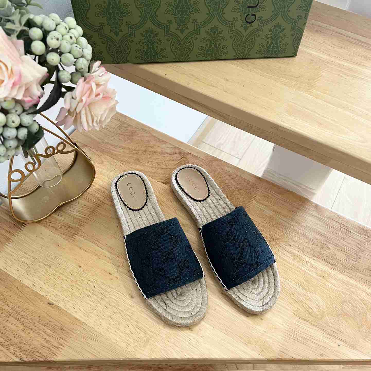 Gucci Women's Slide Espadrille With GG Crystals - DopestKickz