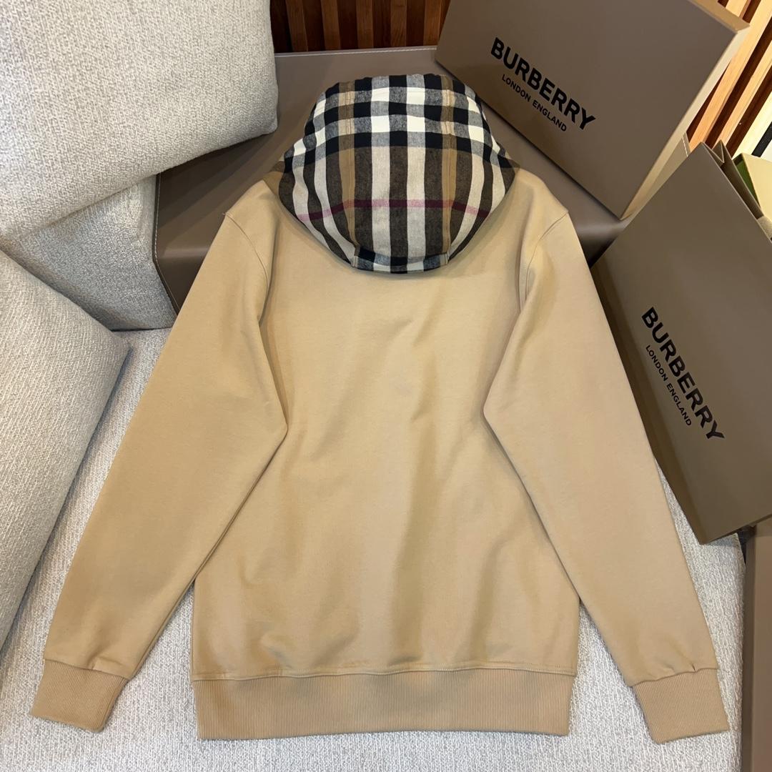 Burberry Check Trim Cotton Blend Hoodie - DopestKickz