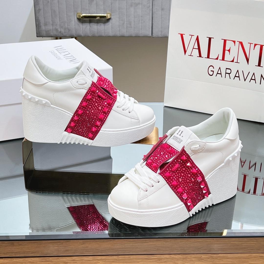 Valenti Open Disc Wedge Sneaker In Calfskin With Sequin Embroidery  85mm - DopestKickz