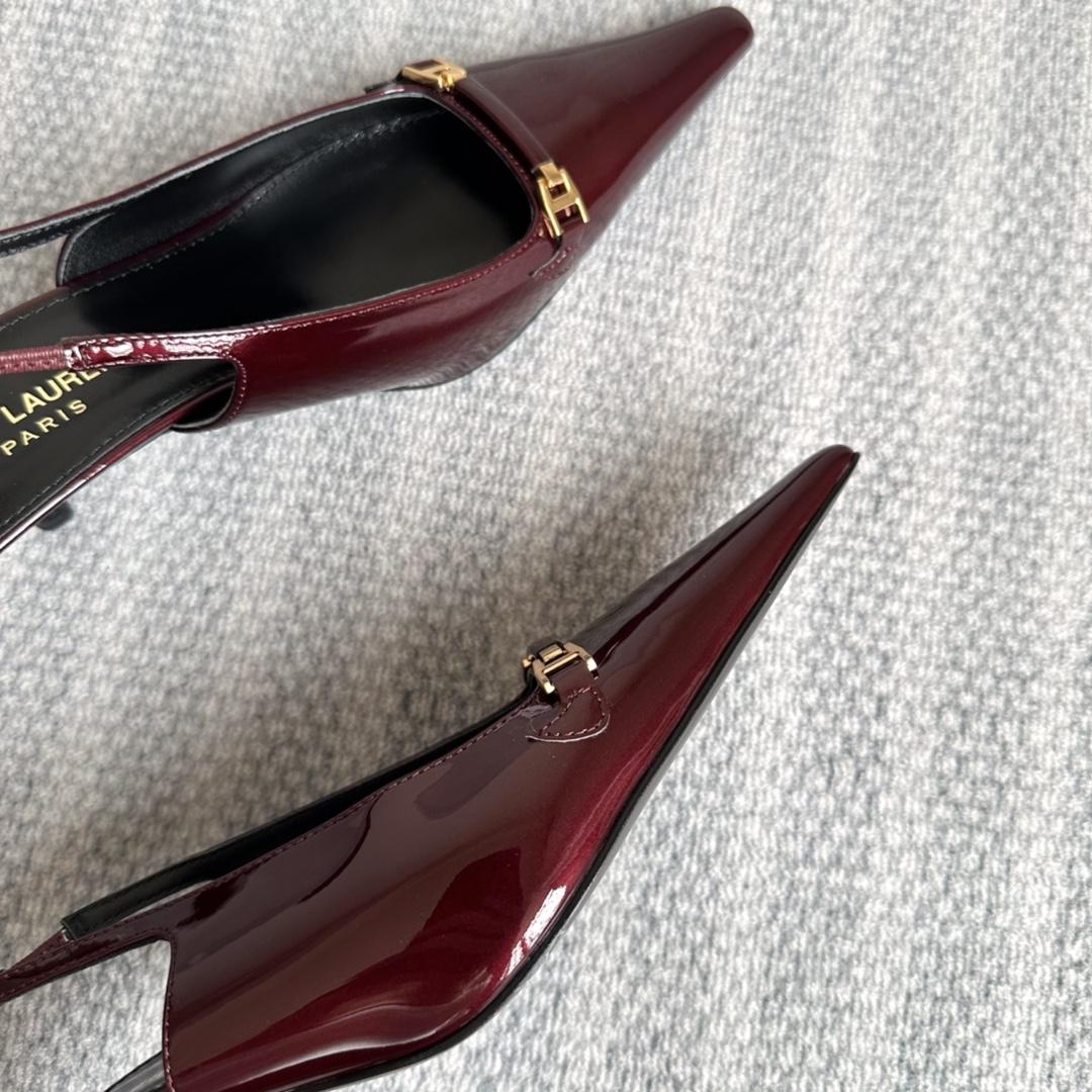 Saint Laurent Carine Slingback Pumps In Patent Leather - DopestKickz