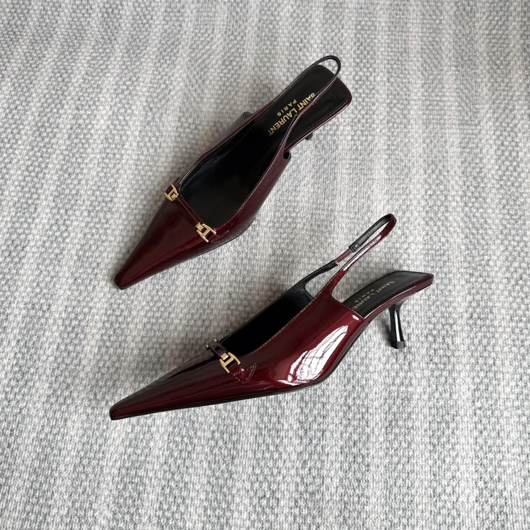 Saint Laurent Carine Slingback Pumps In Patent Leather - DopestKickz