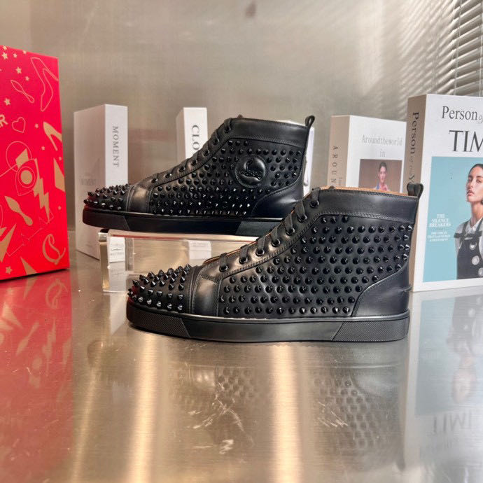 Christian Louboutin High Top Sneaker In Black - DopestKickz