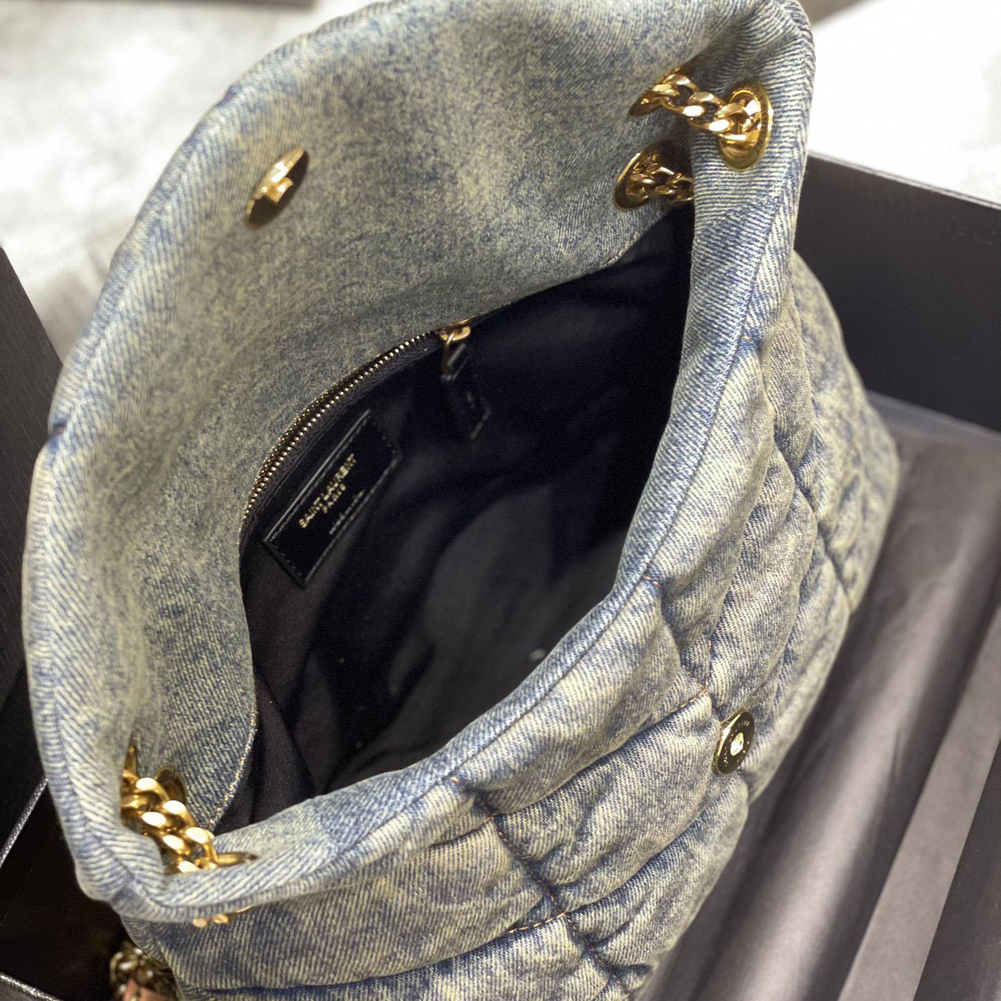 Saint Laurent Puffer Toy In Denim （29×17×11cm） - DopestKickz