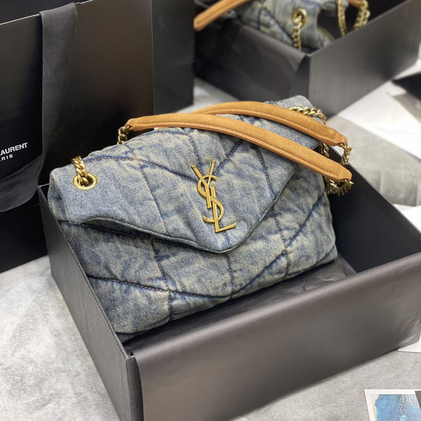 Saint Laurent Puffer Toy In Denim （29×17×11cm） - DopestKickz