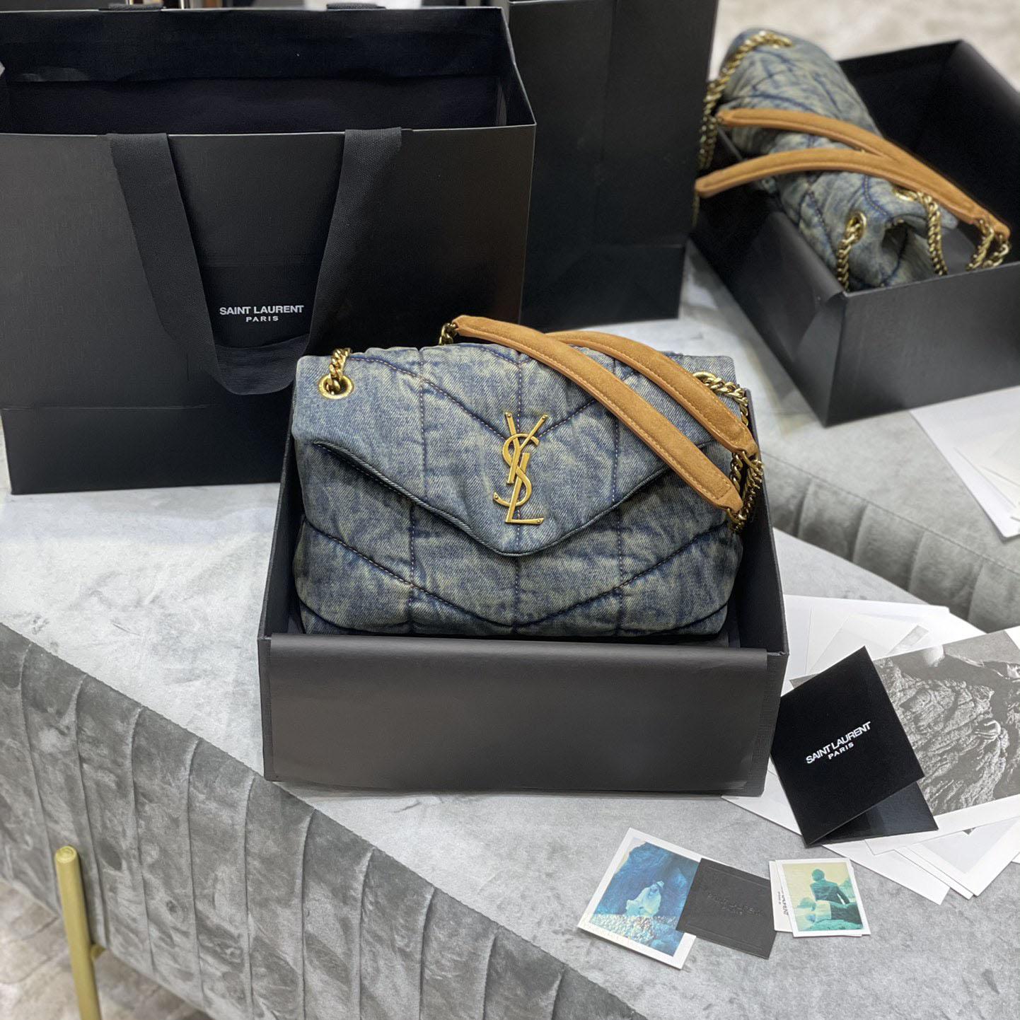 Saint Laurent Puffer Toy In Denim （29×17×11cm） - DopestKickz