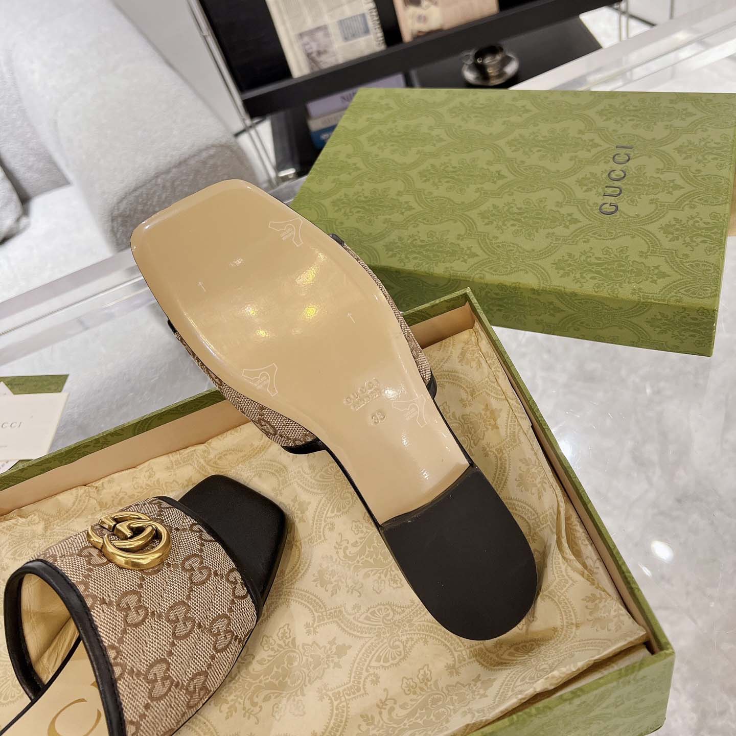 Gucci Women's GG Matelasse Canvas Slide Sandal - DopestKickz