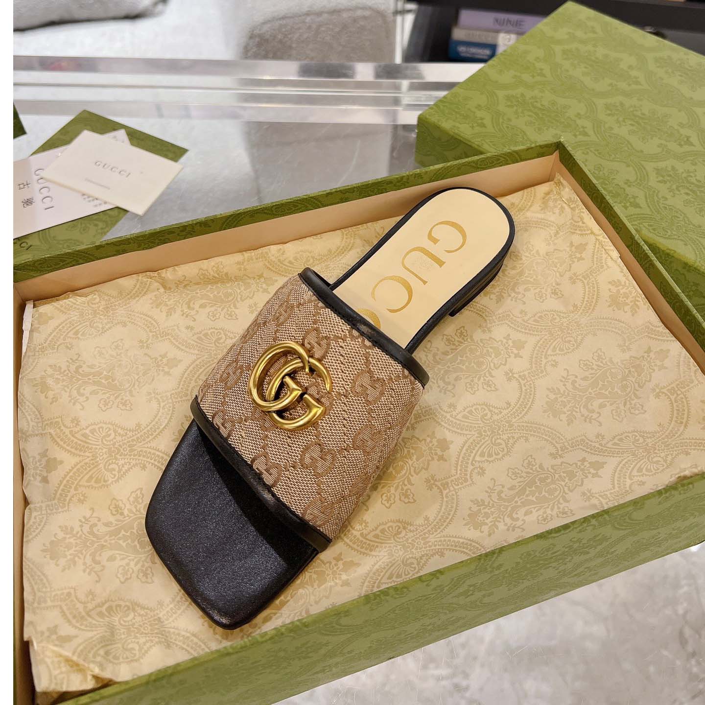 Gucci Women's GG Matelasse Canvas Slide Sandal - DopestKickz