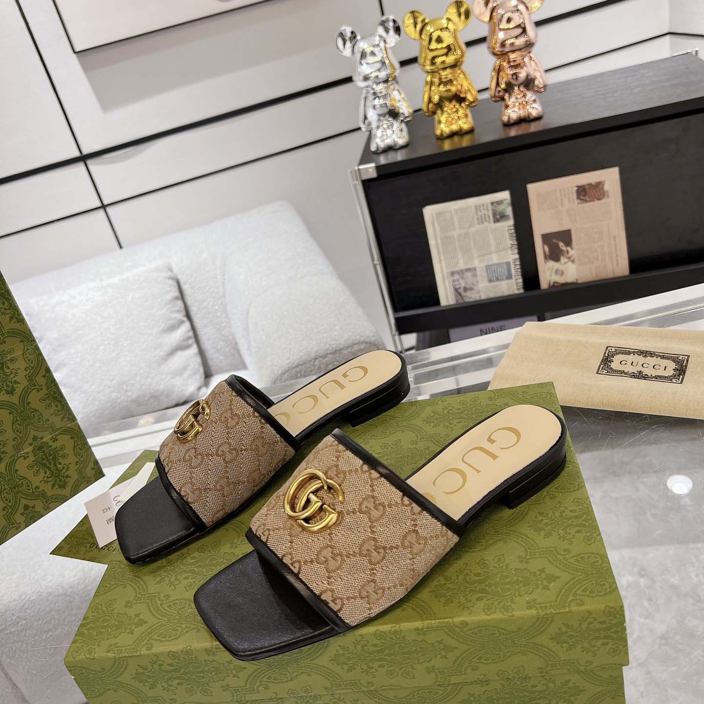 Gucci Women's GG Matelasse Canvas Slide Sandal - DopestKickz