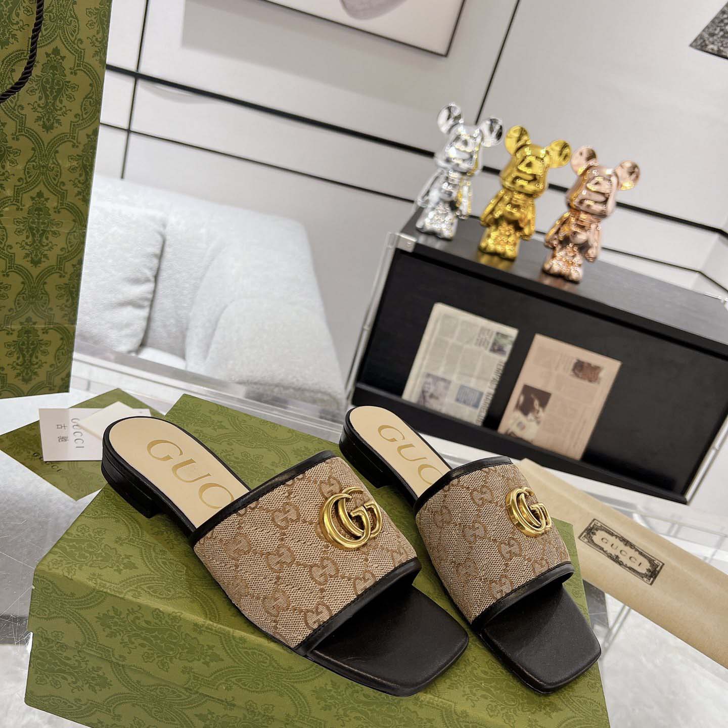 Gucci Women's GG Matelasse Canvas Slide Sandal - DopestKickz