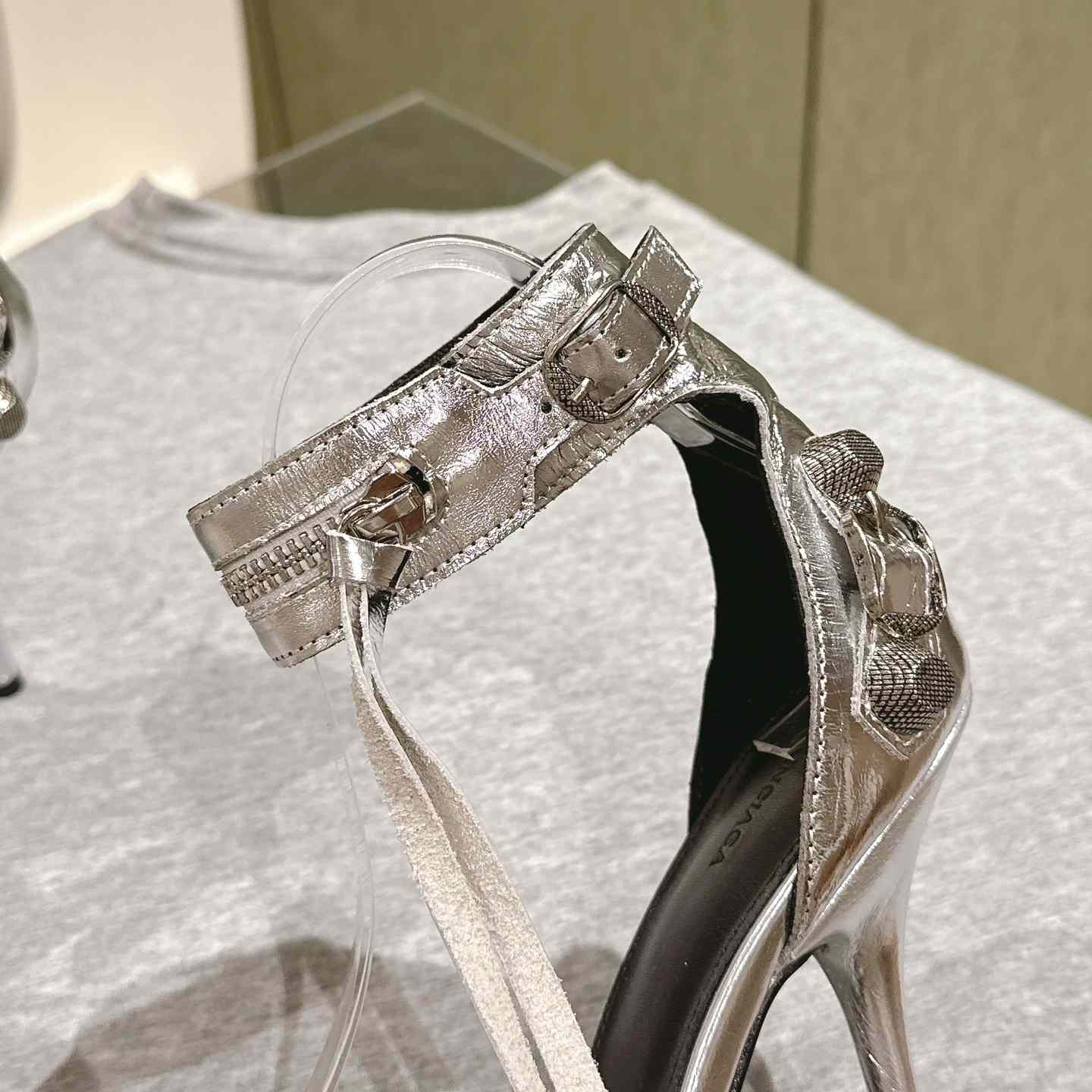 Balenciaga Cagole 110mm Metallic-finish Sandals - DopestKickz
