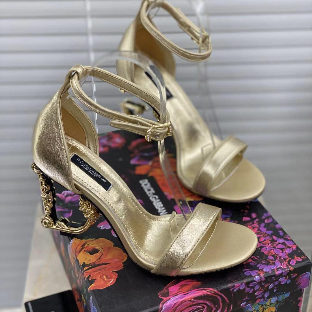 Dolce & Gabbana Keira Baroque DG Heel Sandals  90mm - DopestKickz