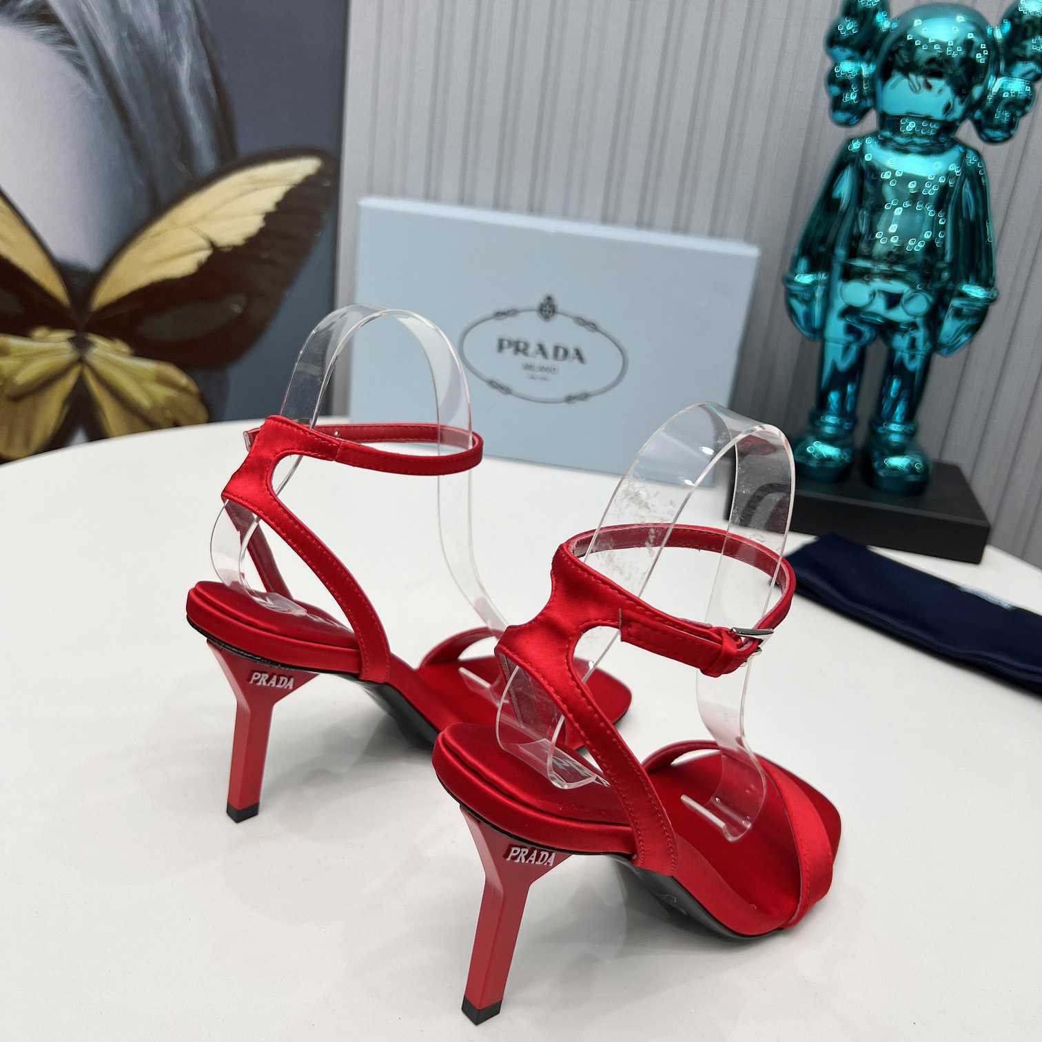 Prada 85mm Geometric-heel Satin Sandals - DopestKickz