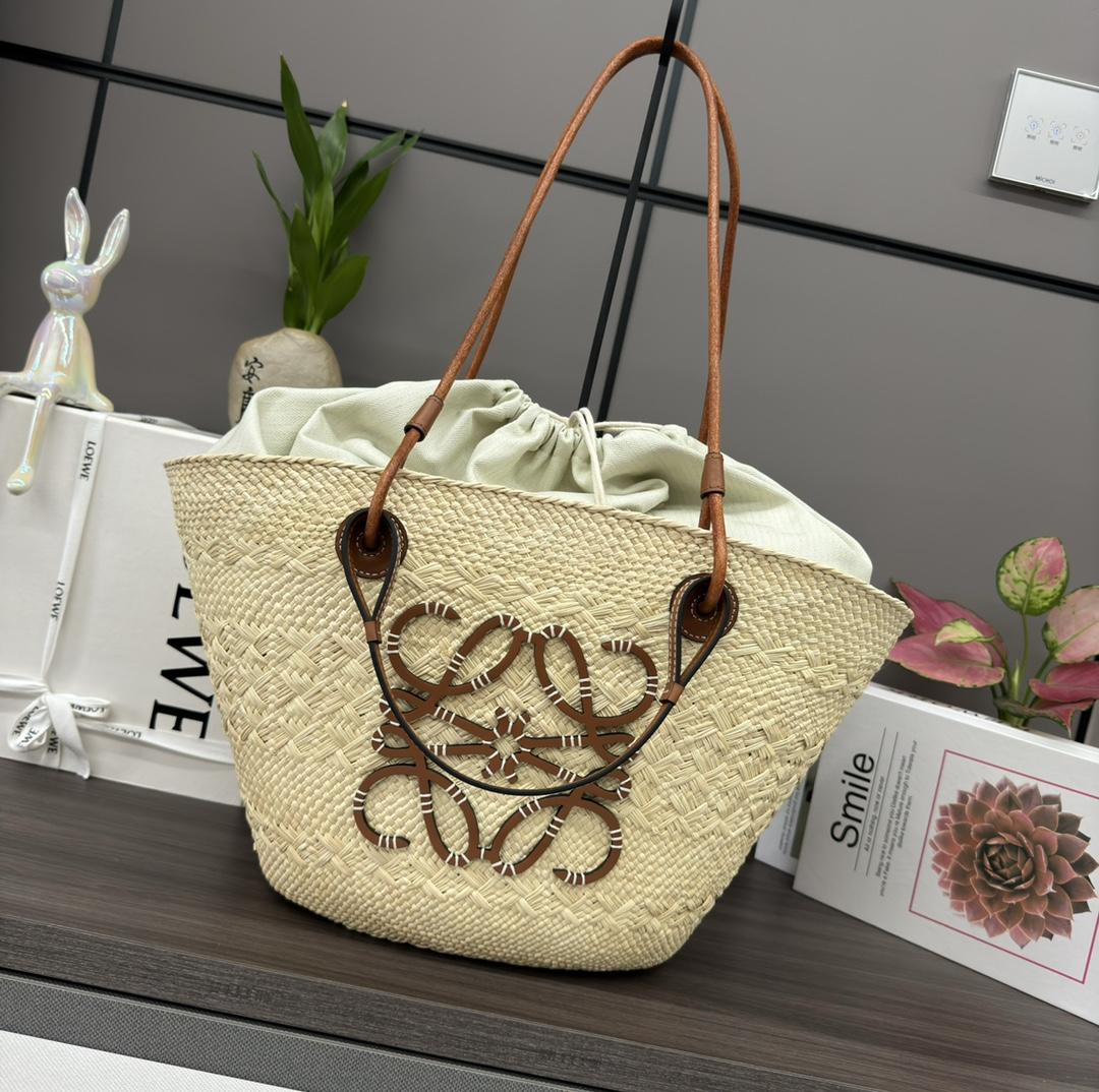 Loewe Anagram Basket Bag In Iraca Palm And Calfskin - DopestKickz