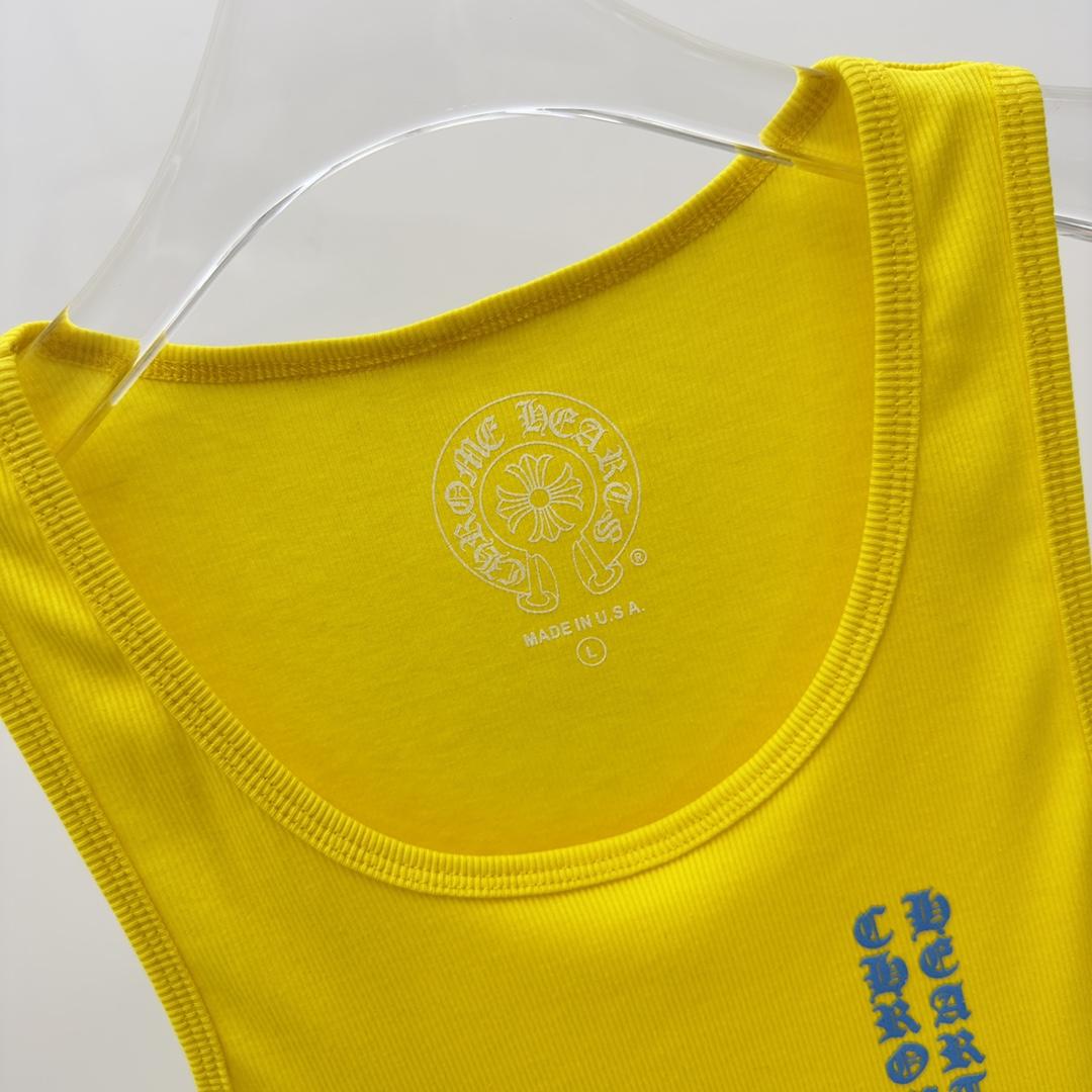 Chrome Hearts Yellow Vertical Logo Tank Top - DopestKickz