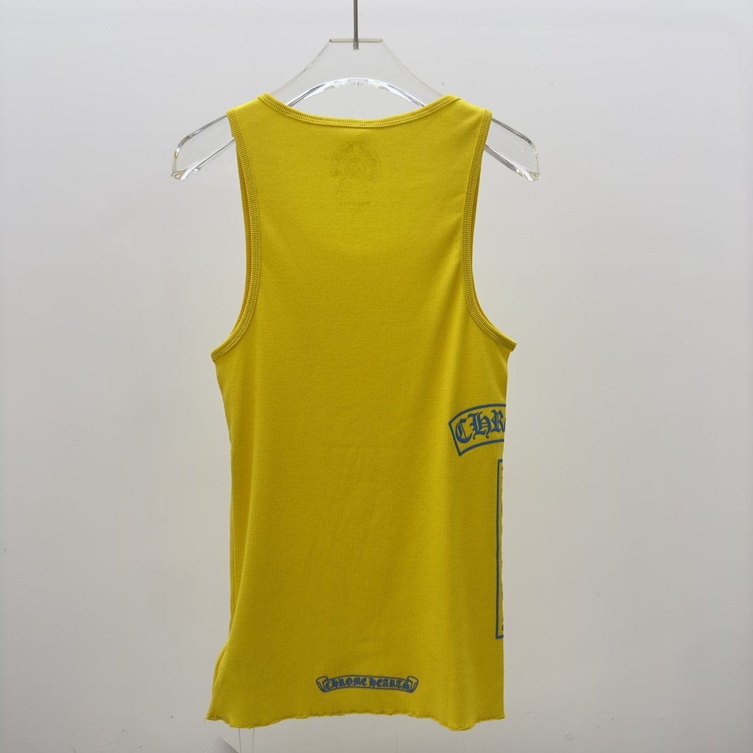 Chrome Hearts Yellow Vertical Logo Tank Top - DopestKickz